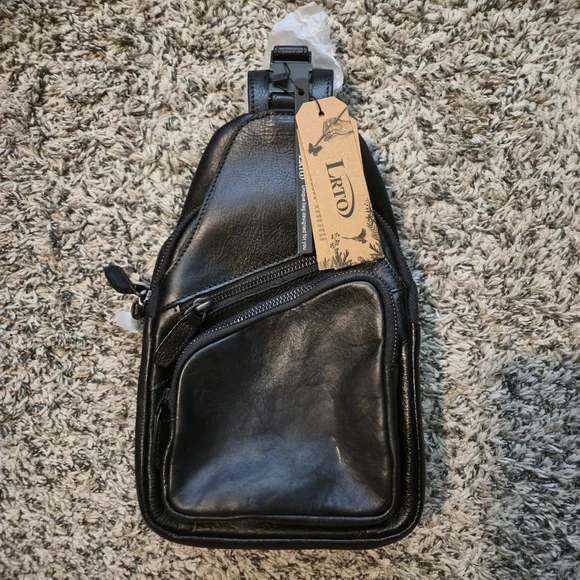 XYD Black Leather Shoulder Bag - Picture 1 of 7